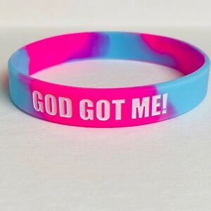 New | Women/Men/Boy/Girl | God Got Me Isaiah 41:10 | 1 Pink/B Silicone Wristband